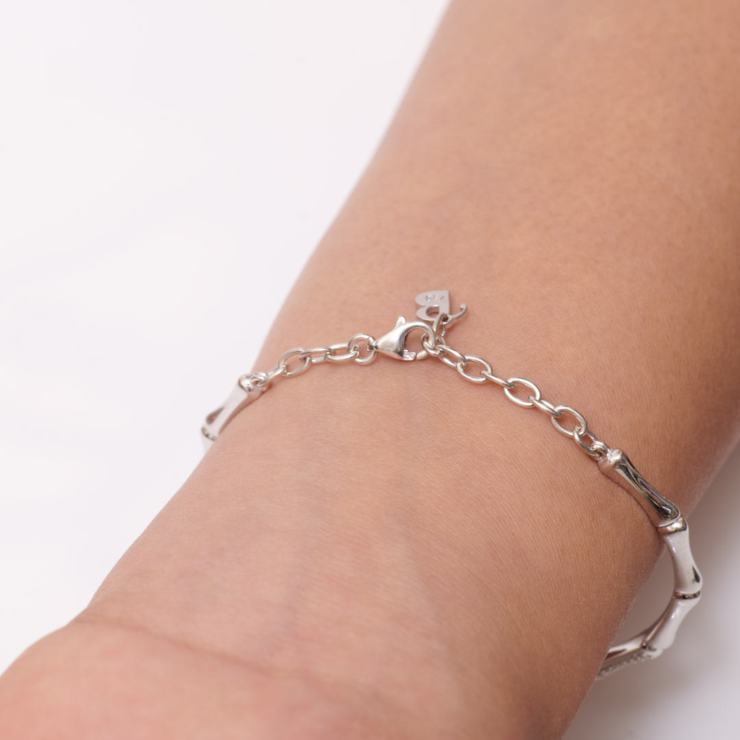 Diamond Bracelet In 18k Solid Gold, Bamboo Design Bracelet With Natural Diamonds, Ready To Ship, Women&#39;s Day Gift