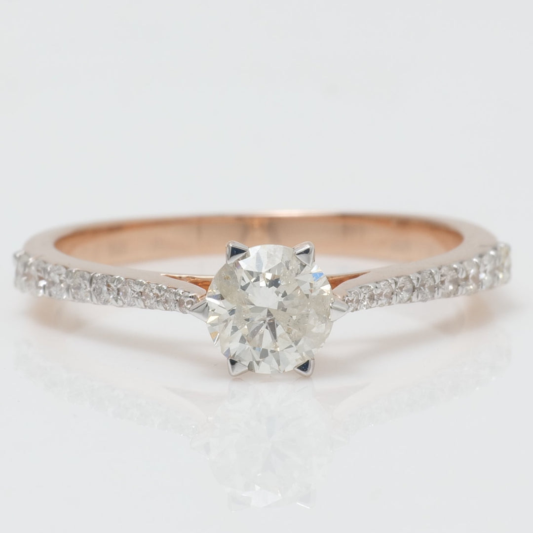 Round Solitaire Diamond Wedding Ring: 14k Solid Gold Promise Jewellery, Certified Jewelry