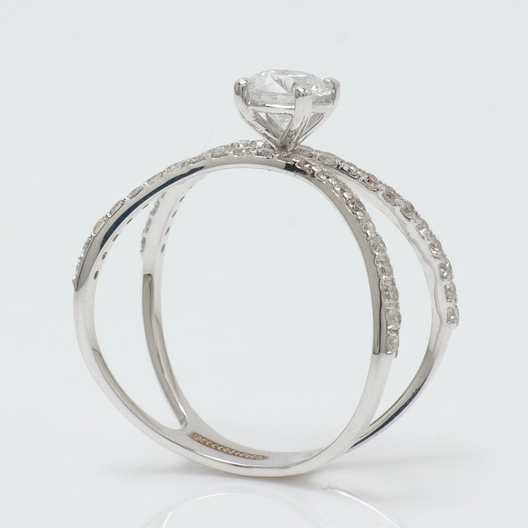 Crossover Solitaire Diamond Ring