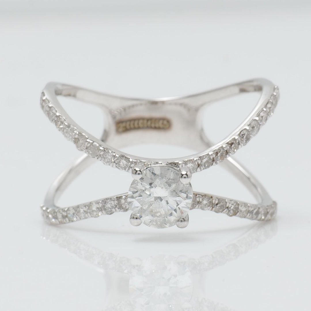 Crossover Solitaire Diamond Ring
