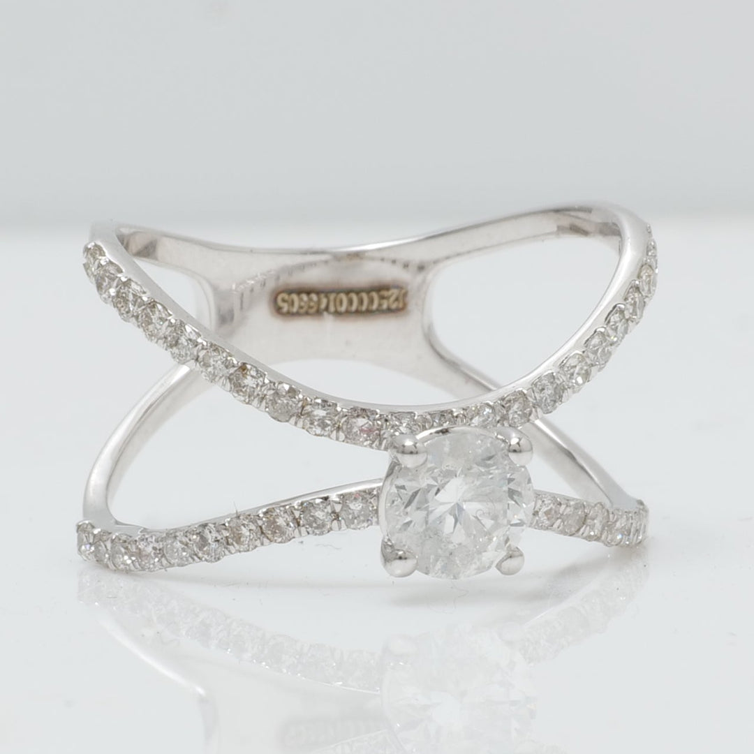 Crossover Solitaire Diamond Ring