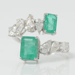 Load image into Gallery viewer, Natural Emerald &amp; Fancy Diamond Bypass Ring
