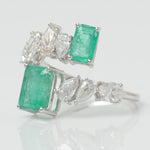 Load image into Gallery viewer, Natural Emerald &amp; Fancy Diamond Bypass Ring
