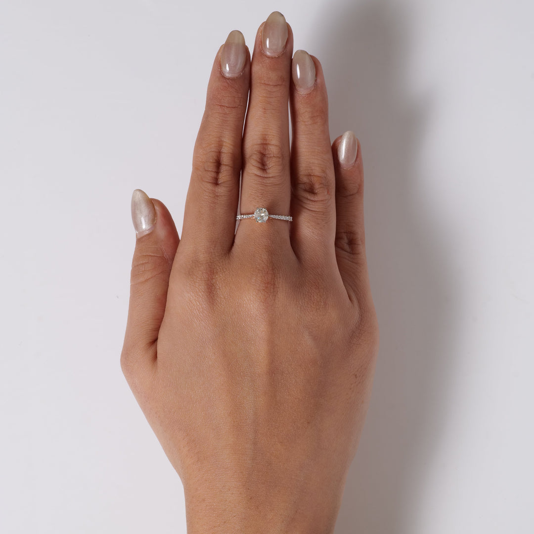 Round Solitaire Diamond Wedding Ring: 14k Solid Gold Promise Jewellery, Certified Jewelry