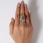 Load image into Gallery viewer, Natural Emerald &amp; Fancy Diamond Bypass Ring
