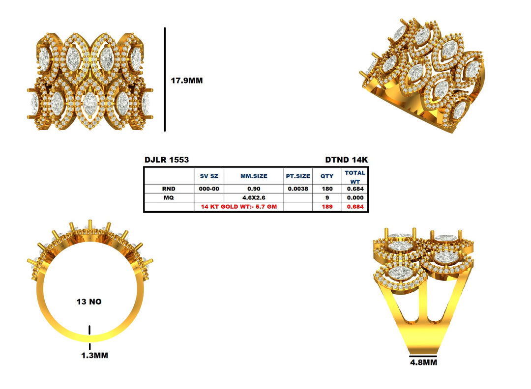 Marquise Wide Band Diamond Ring