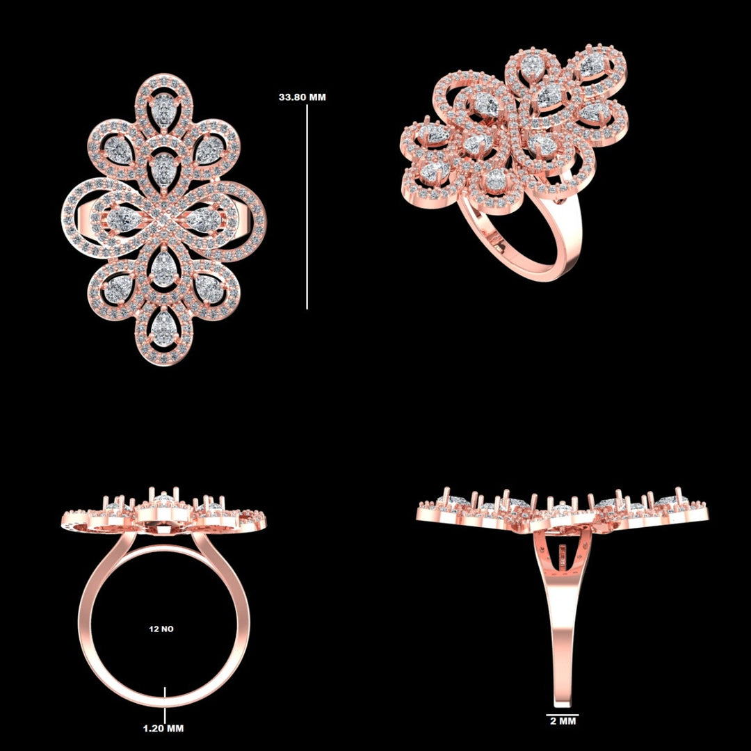 Pear Cluster Diamond Cocktail Ring