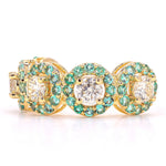 Load image into Gallery viewer, Emerald Halo Diamond Band Ring
