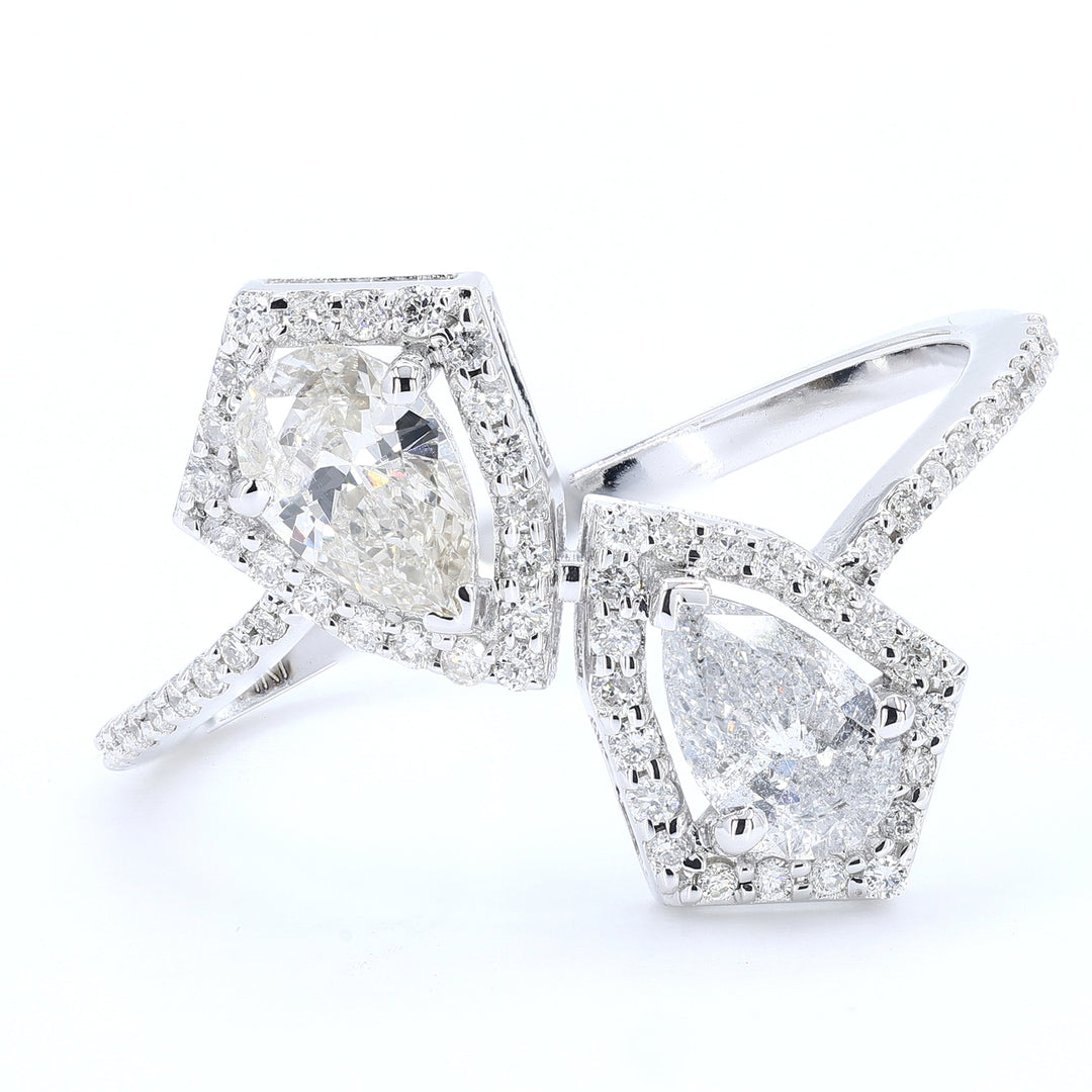 Double Pear Diamond Bypass Ring