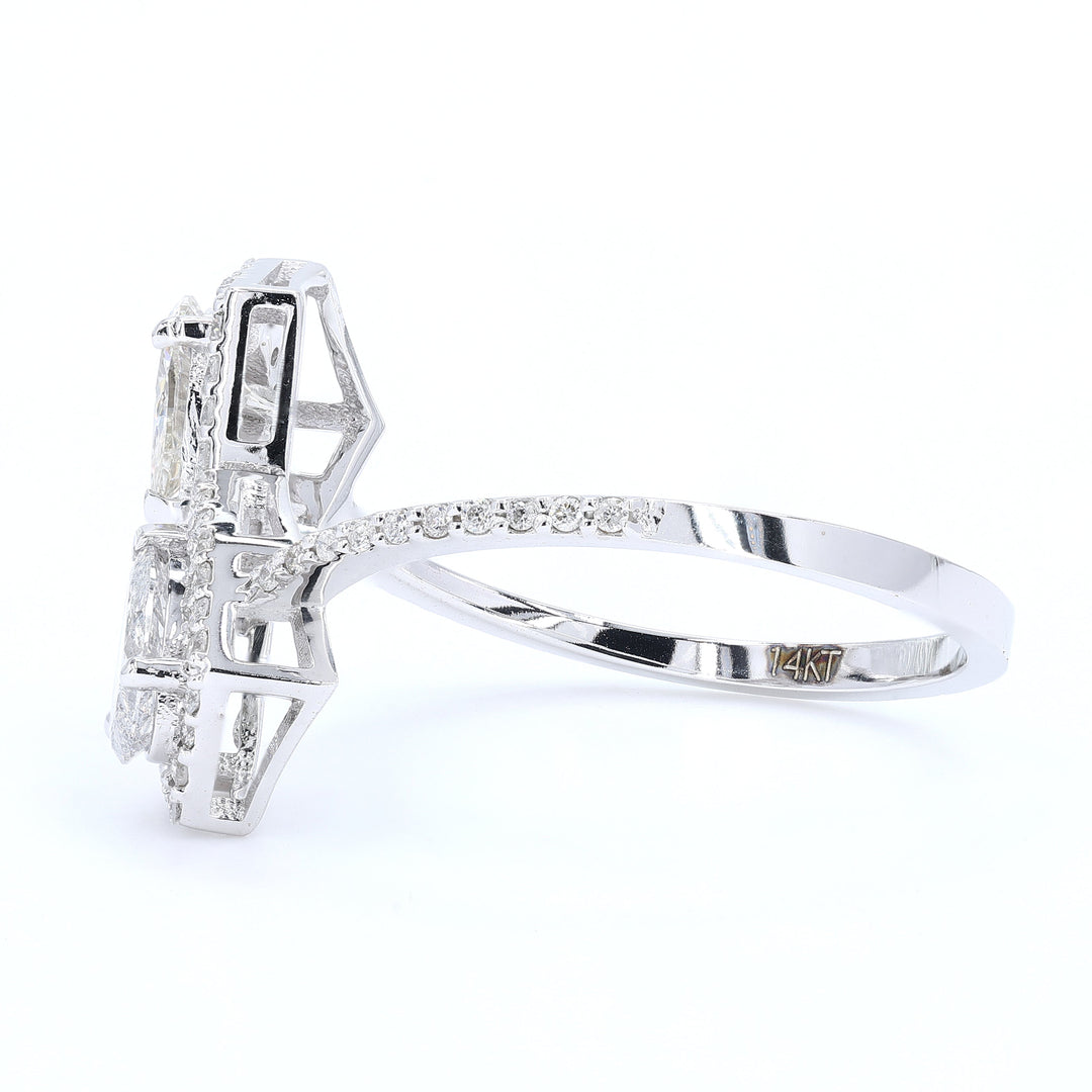 Double Pear Diamond Bypass Ring