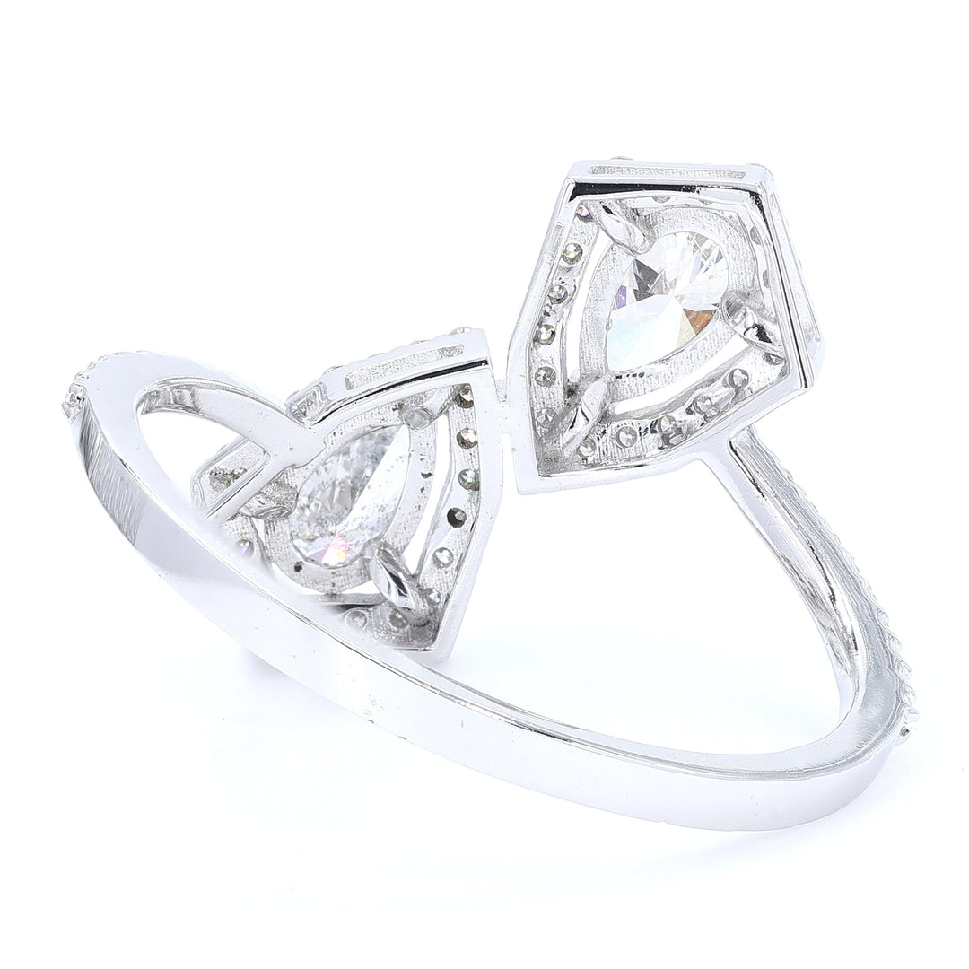 Double Pear Diamond Bypass Ring