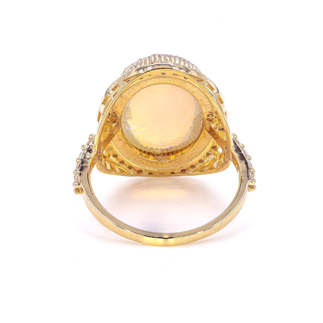 Oval Opal Diamond Halo Ring