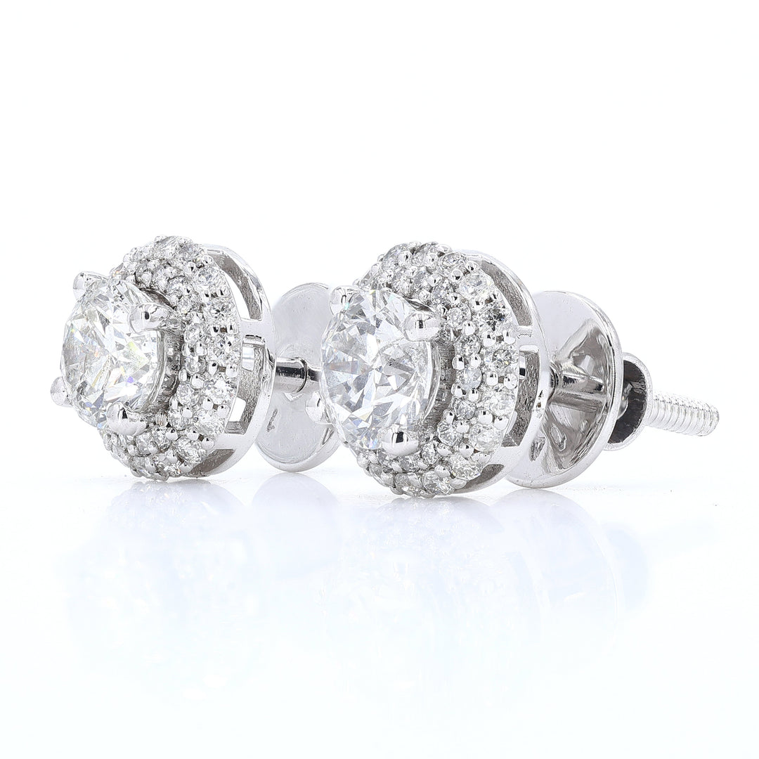 Halo Diamond Stud Earrings