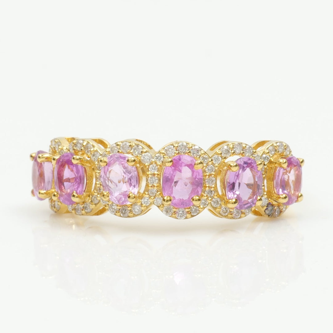 Oval Pink Sapphire Eternity Diamond Band Ring