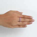 Load image into Gallery viewer, Ruby Halo Eternity Diamond Band Ring
