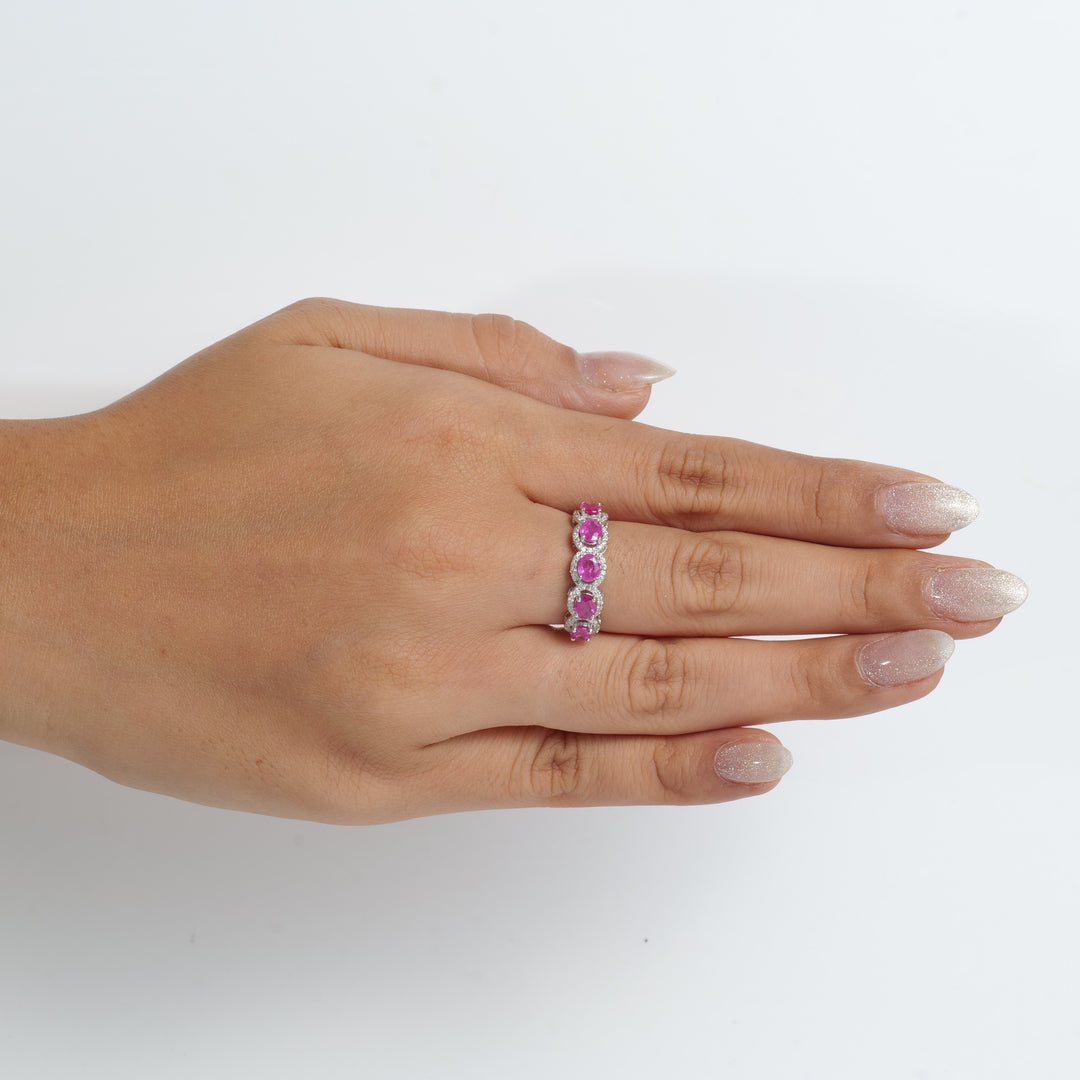 Ruby Halo Eternity Diamond Band Ring