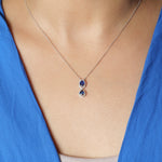 Load image into Gallery viewer, Oval Blue Sapphire Halo Necklace
