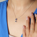 Load image into Gallery viewer, Oval Blue Sapphire Halo Necklace
