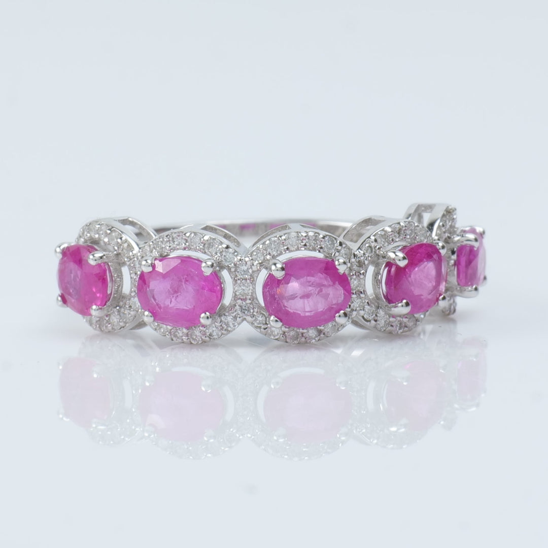 Ruby Halo Eternity Diamond Band Ring
