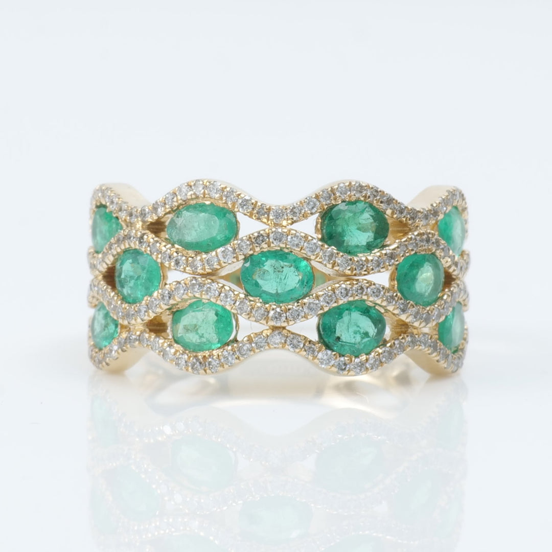 Emerald Wave Diamond Band Ring