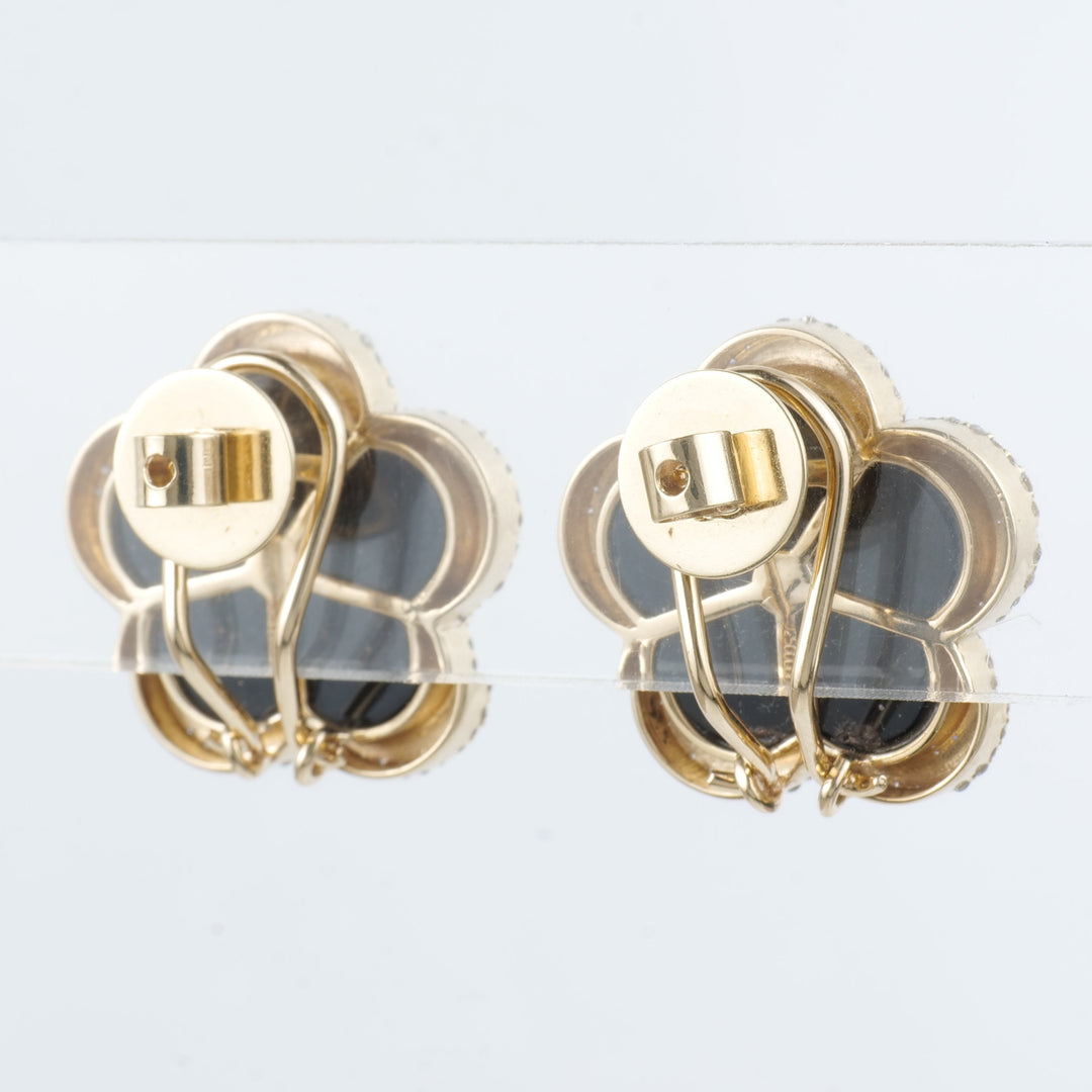 Onyx Flower Diamond Stud Earrings