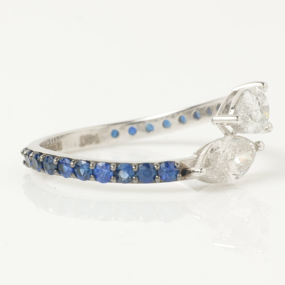 Teardrop Diamond Sapphire Bypass Ring