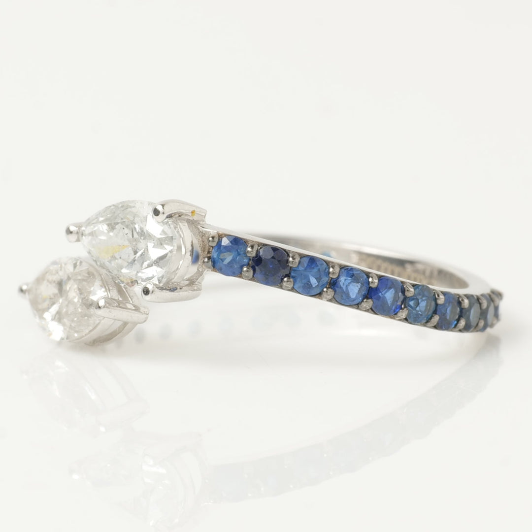 Teardrop Diamond Sapphire Bypass Ring