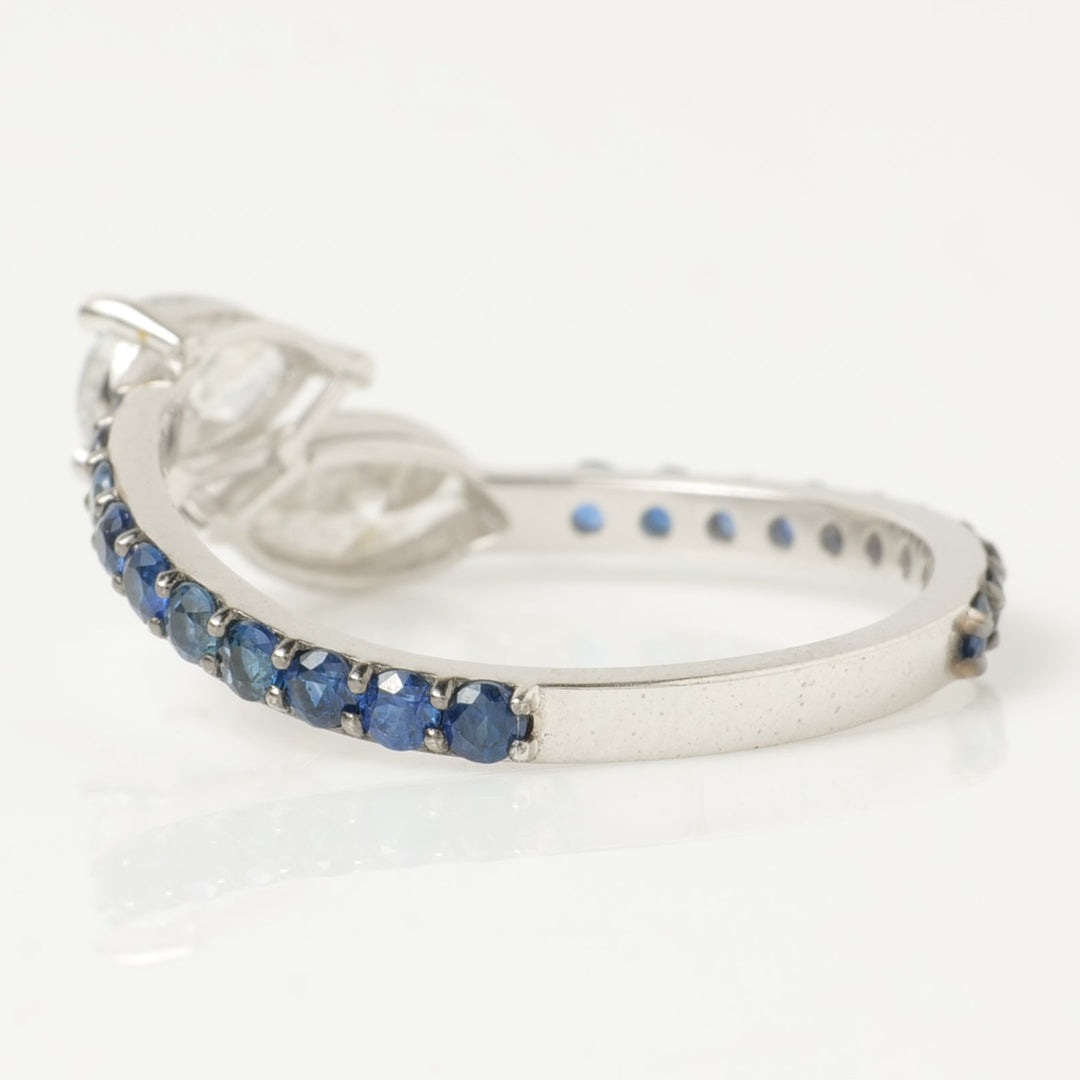 Teardrop Diamond Sapphire Bypass Ring
