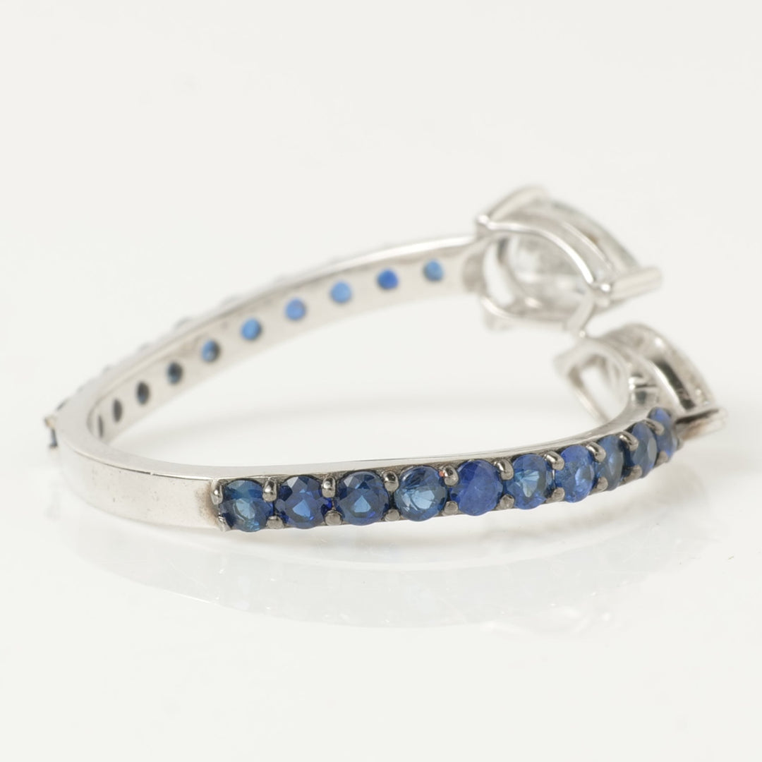 Teardrop Diamond Sapphire Bypass Ring