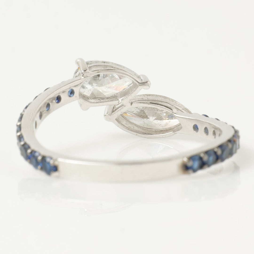 Teardrop Diamond Sapphire Bypass Ring