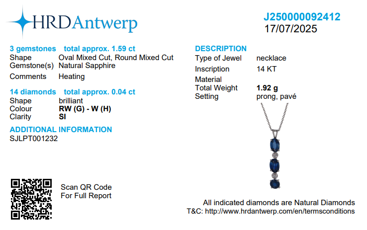 Blue Sapphire Pendant Necklace, 14k Solid Gold, Natural Diamonds, Gemstone Drop Chain, Certified Jewelry