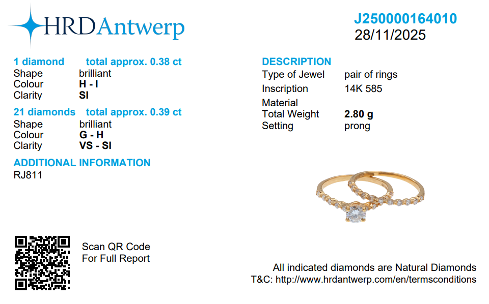Natural Solitaire Ring With Supporting Band