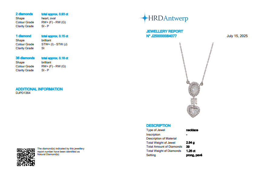 Oval Heart Drop Pendant Necklace