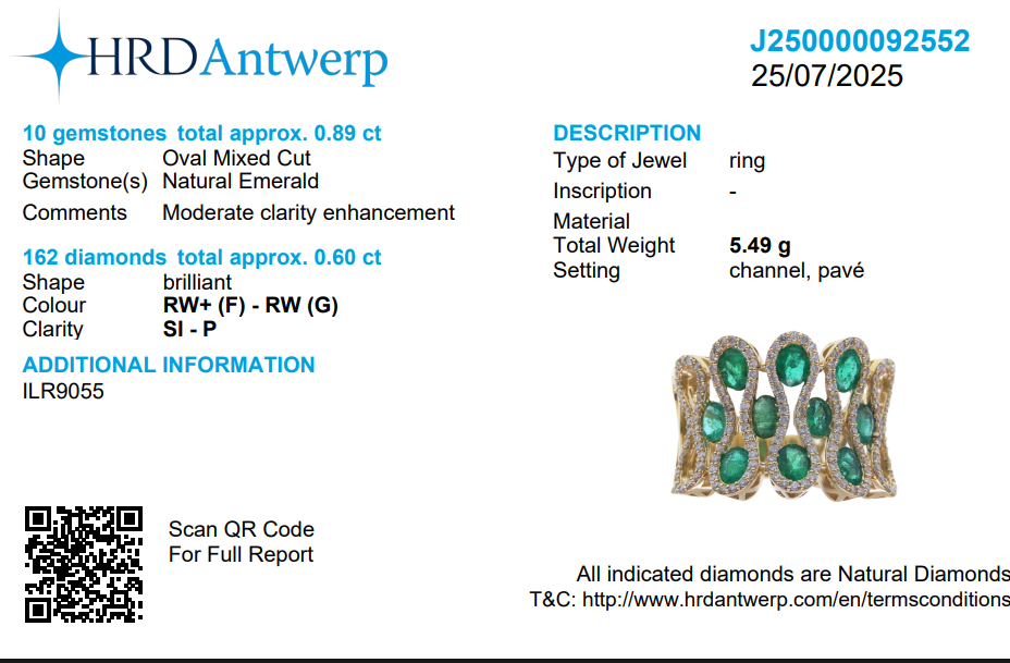 Emerald Wide Band Diamond Ring