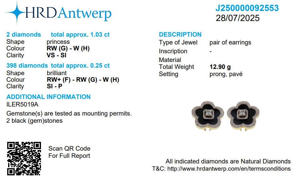 Onyx Flower Diamond Stud Earrings