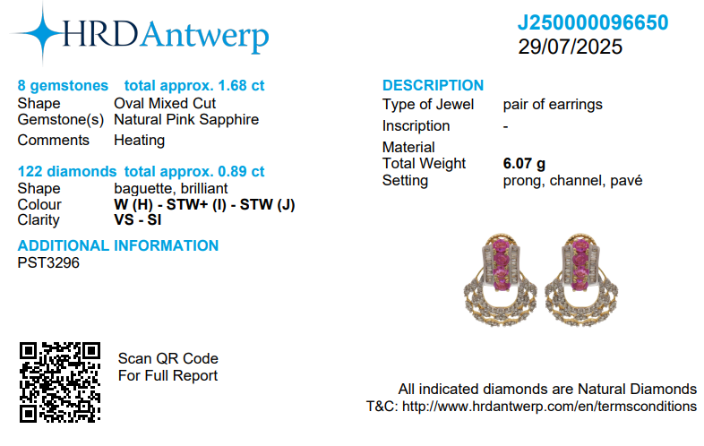 Pink Sapphire Diamond Studs Earrings