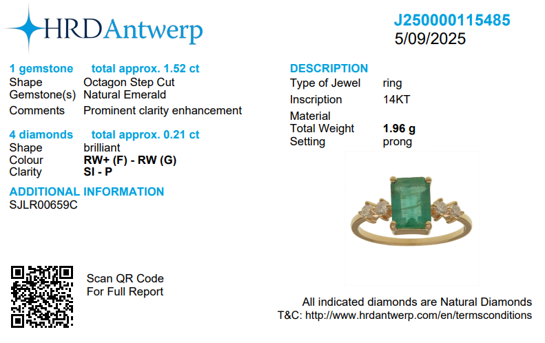 Natural Emerald Cut Emerald Diamond Ring