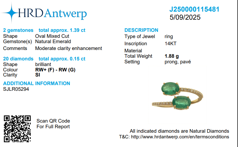 Bypass Oval Emerald Diamond Ring