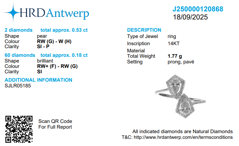 Double Pear Diamond Bypass Ring