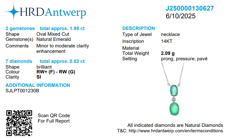 Emerald Diamond Drop Necklace