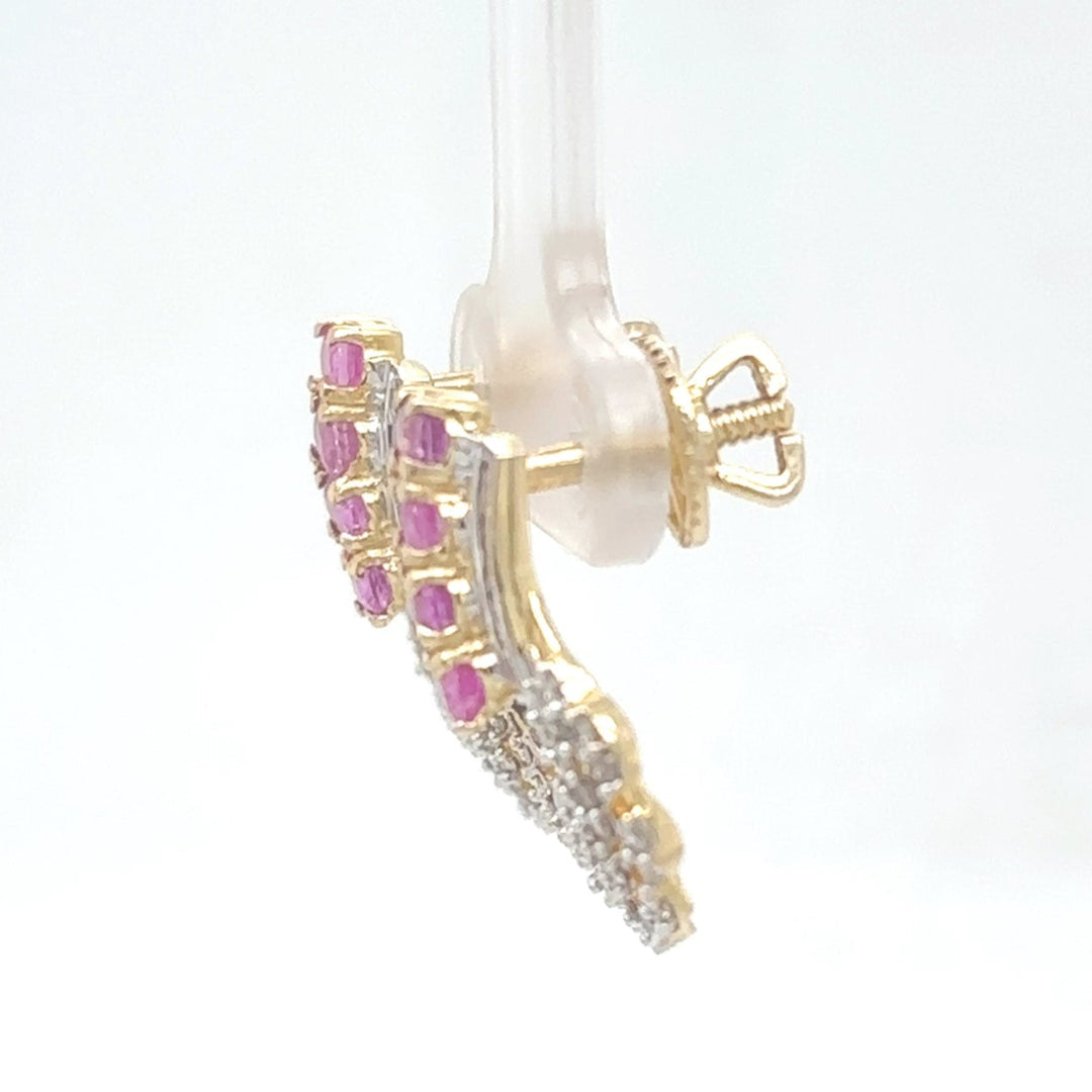 Pink Sapphire Diamond Studs Earrings