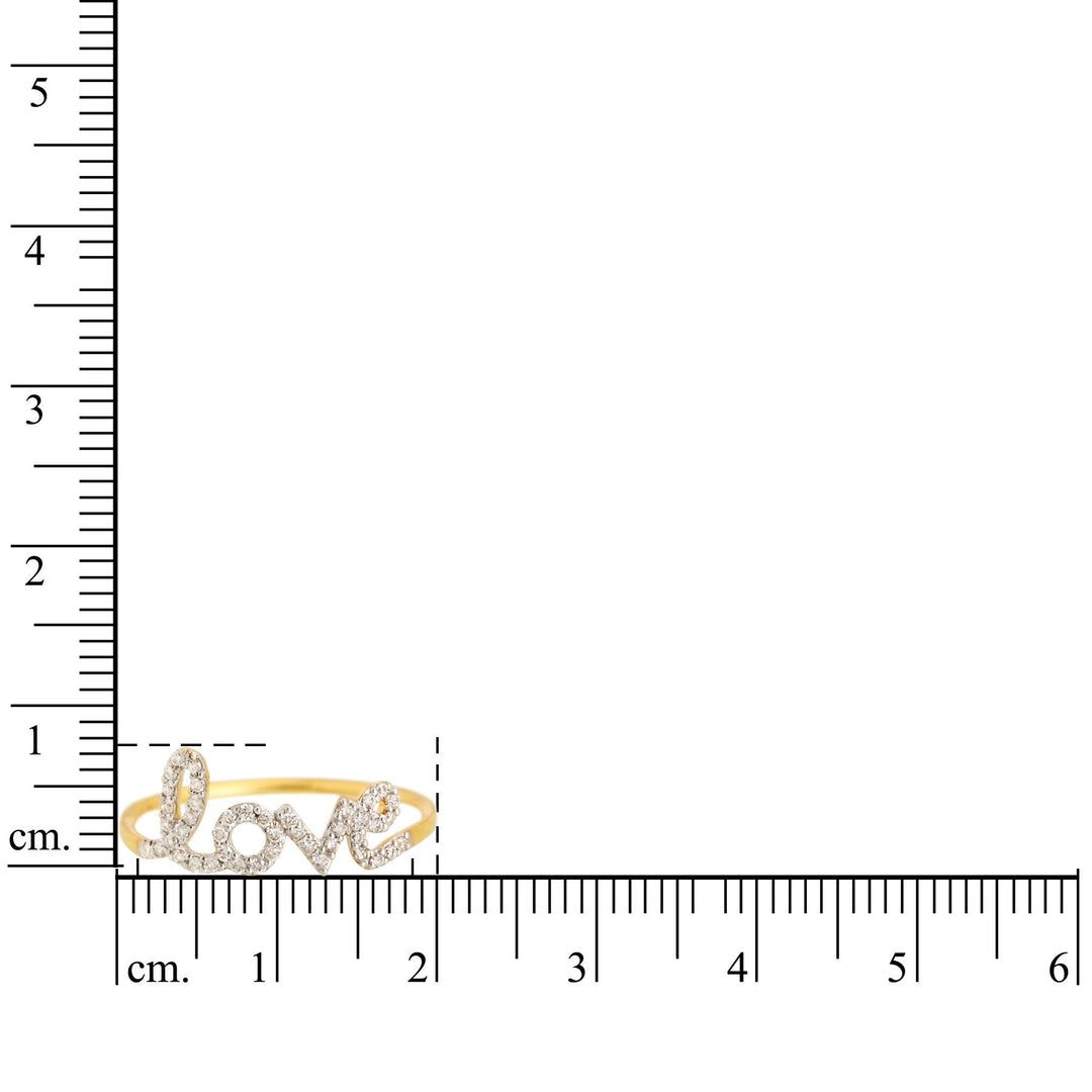 Love Diamond Handwritten Ring, 14K Solid Gold, Natural Diamonds, Script Proposal Ring, , Everyday Jewelry Gift For Her