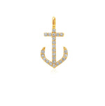 Load image into Gallery viewer, Anchor Diamond Pendant Charm, 14k Solid Gold, Natural Diamonds, Minimalist Gold Anchor Necklace, Dainty Gift for her
