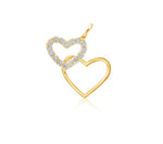 Load image into Gallery viewer, Double Hearts Gold Charm Pendant, 14k Solid Gold, Natural Diamonds, Gift for her, Intertwined love Dainty Bracelet, Tiny Heart Necklace
