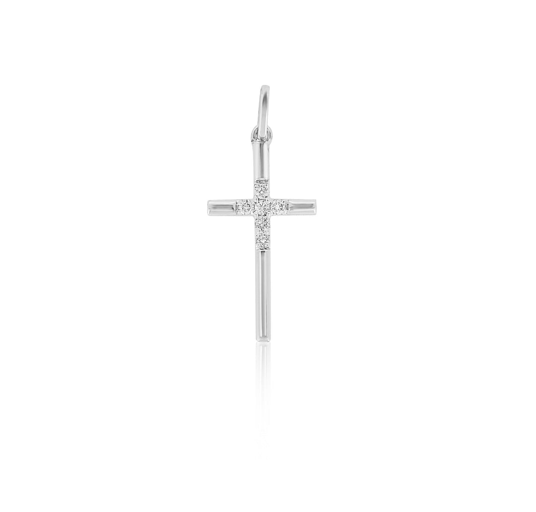 Cross Diamond Pendant in 14k Solid Gold, Natural Diamond Cross Necklace with Adjustable Chain, Communion Gift for her