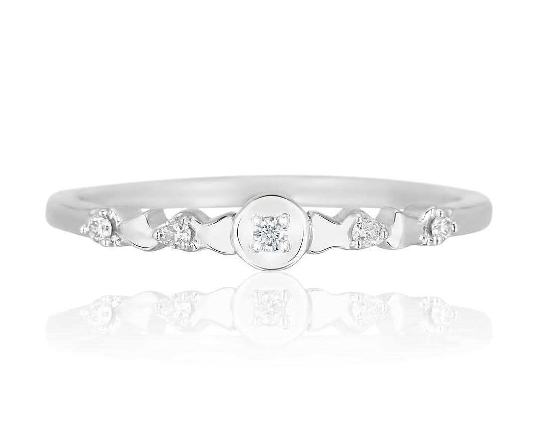 Dainty Diamond Ring in 14k Solid Gold, Natural Diamonds, Everyday Jewelry, Gift for her