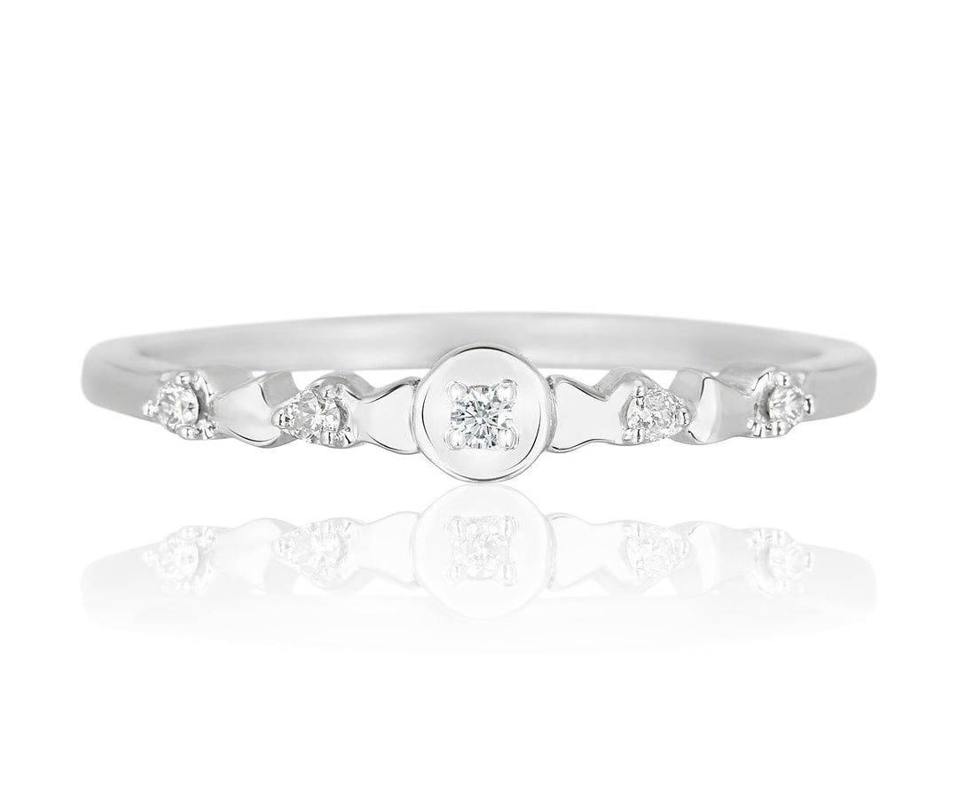 Dainty Diamond Minimalist Ring, 14k Solid Gold, Natural Diamonds, Everyday Jewelry, Stacking Band, Ready To Ship