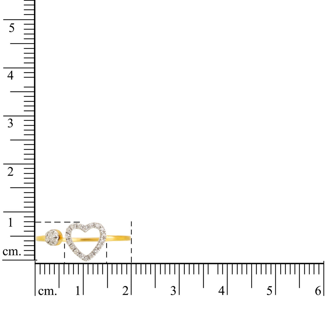 Open Heart Diamond Ring, 14k Solid Gold, Natural Diamonds, Proposal Open Cuff Ring, Everyday Stackable Jewelry, Minimalist Two Toned Ring