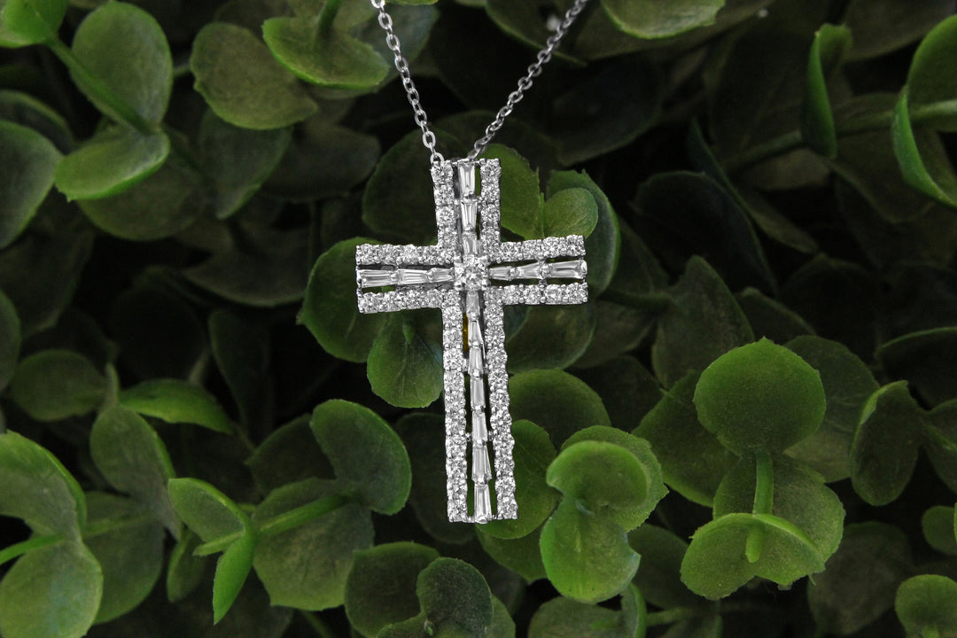 Diamond Cross Pendant, 14k Solid Gold, Natural Diamond Cross Necklace With Adjustable Chain, Communion Religious Jewelry, Gift For Her