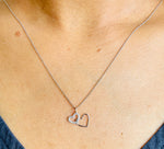 Load image into Gallery viewer, Double Hearts Gold Charm Pendant, 14k Solid Gold, Natural Diamonds, Gift for her, Intertwined love Dainty Bracelet, Tiny Heart Necklace
